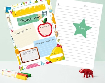 Teacher Thank You Card: A4 Fill-In Card with Envelope