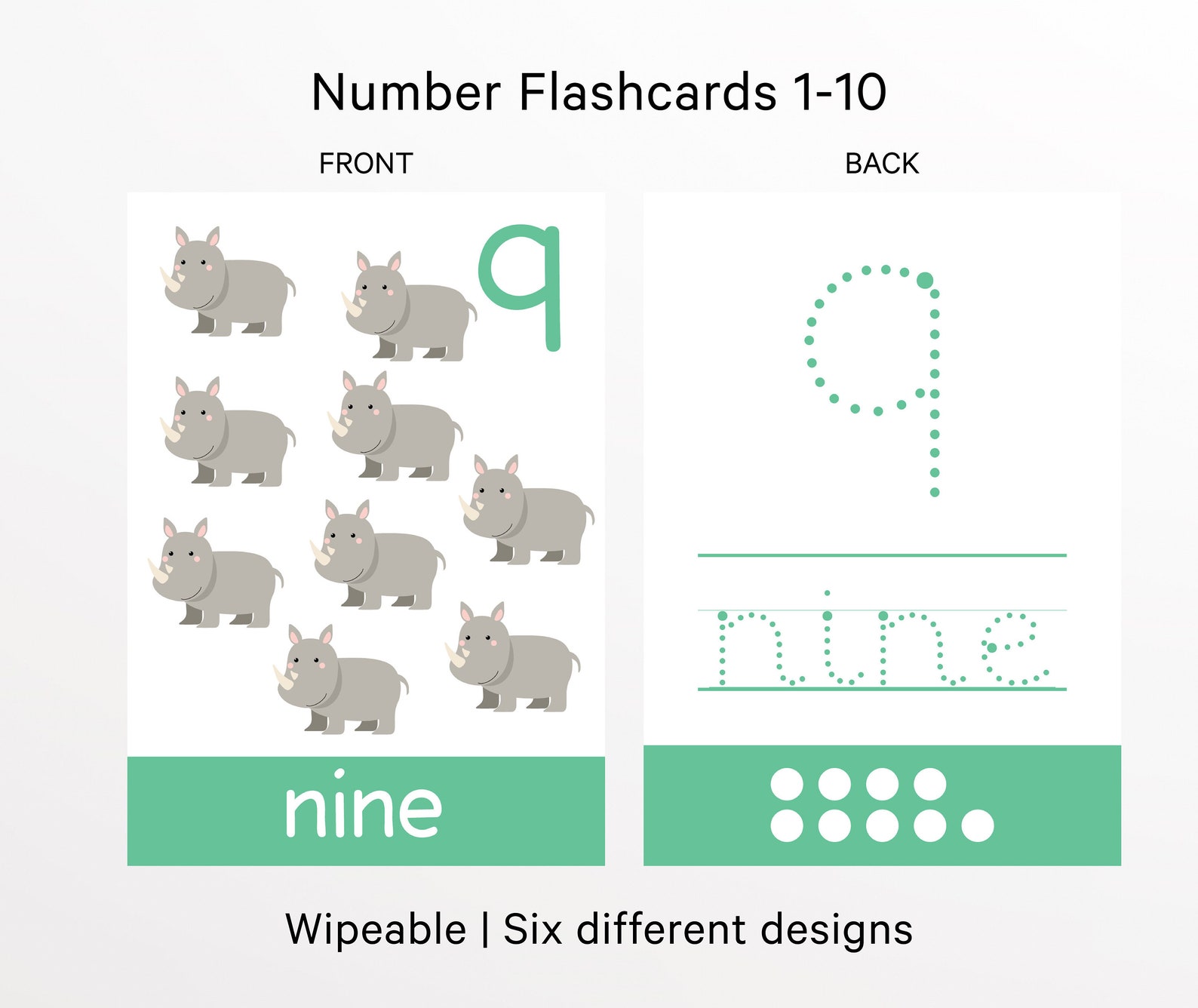 Number Flashcards For Toddlers 1 10 Animal Flashcards Etsy