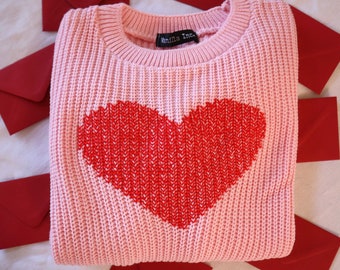 Ready to ship petit/kids jumper with heart stitched Valentines sweater