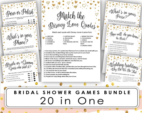 Disney Love Quotes Game Bridal Shower Game Printable Wedding Etsy