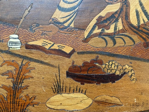 珍しいアンティークの大きなインドの象嵌細工の木製額縁/絵画/壁掛け