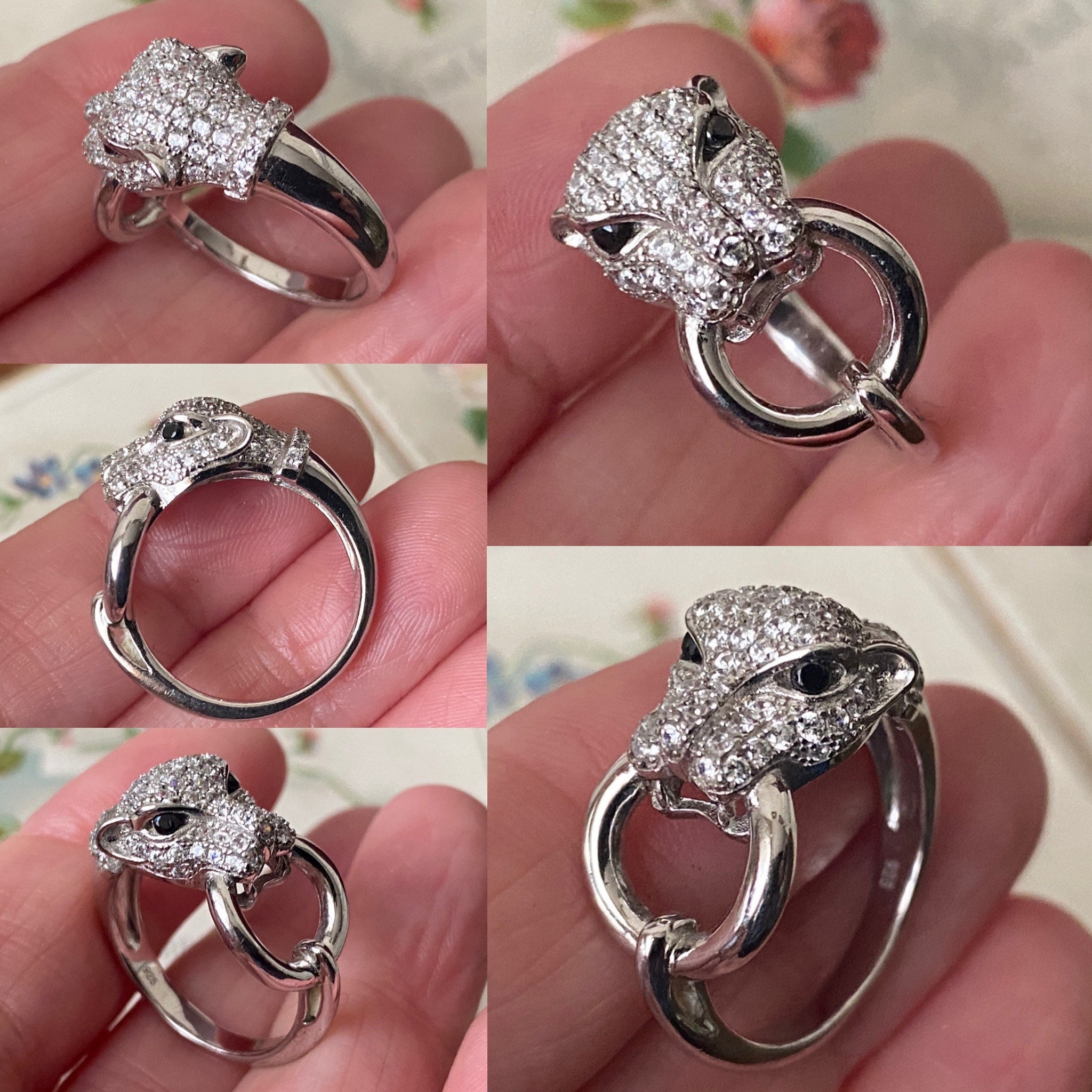Stunning Vintage Sterling Silver Big Cat Leopard /panther