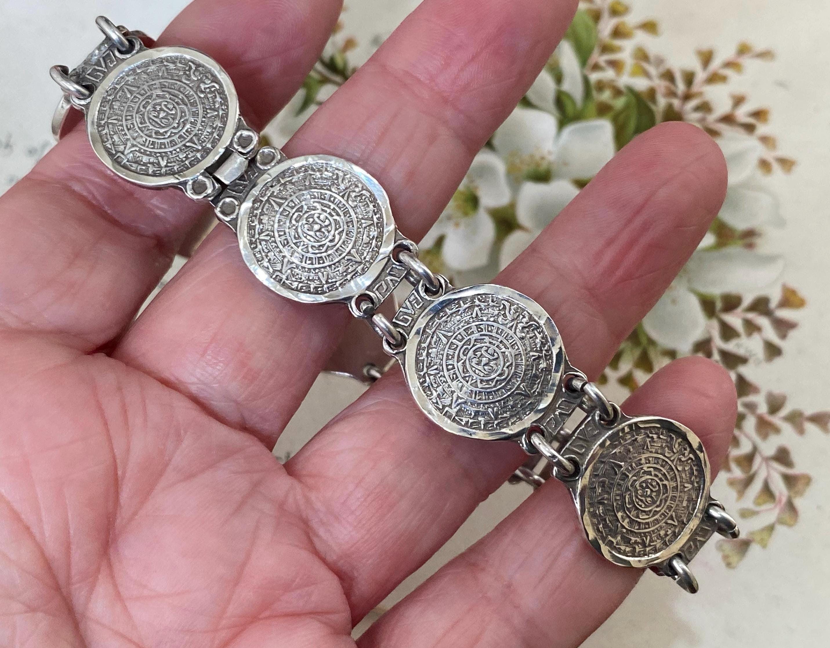 Mexico Aztec Jewelry Sterling Silver Link Chain - Etsy