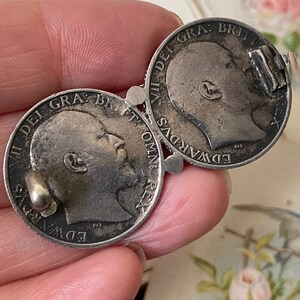 Insolito antico re Edoardo V11 argento sterlina scellino d'amore gettone doppia moneta spilla / spilla ( 2 ) immagine 8