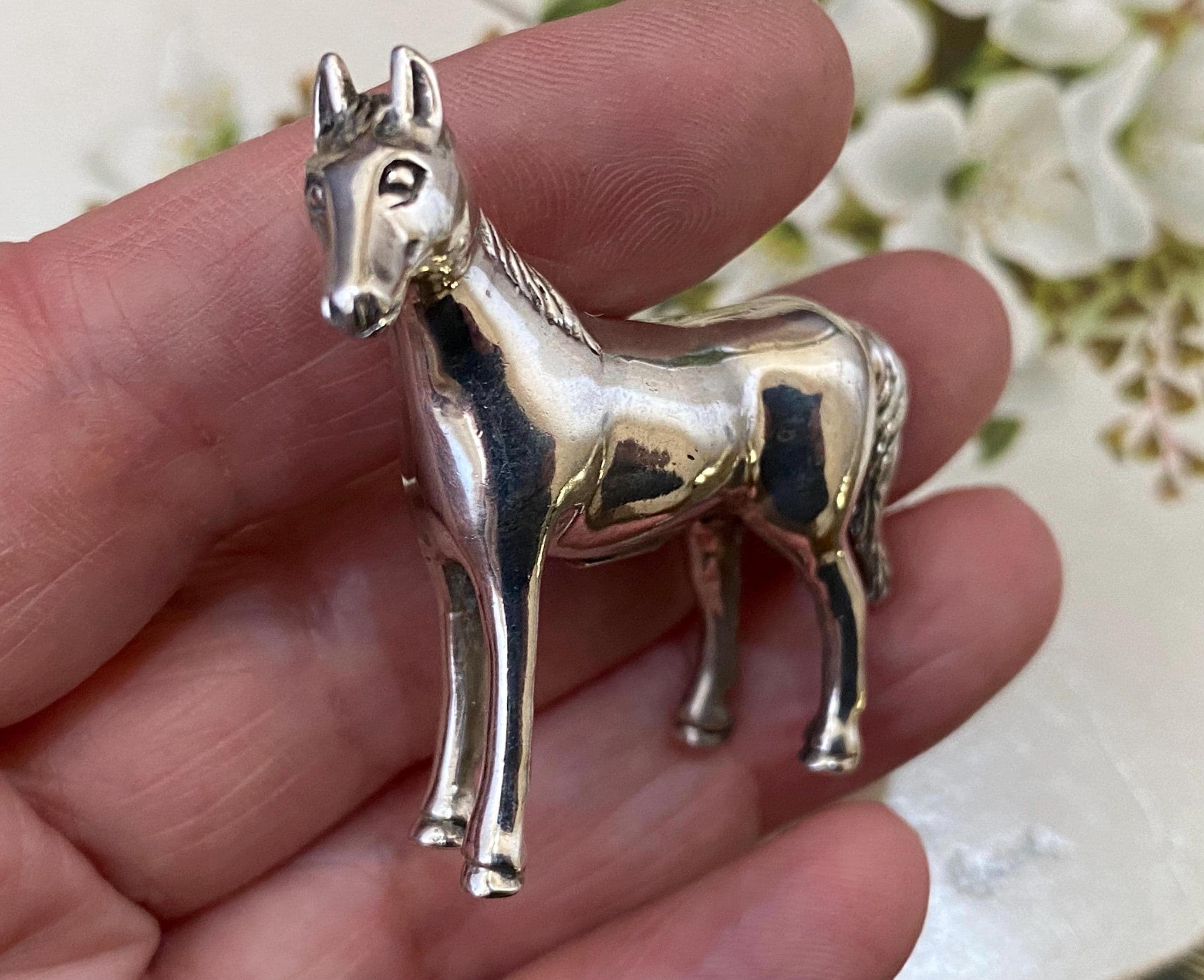 Miniature Sterling Silver Horse Figurine - Etsy