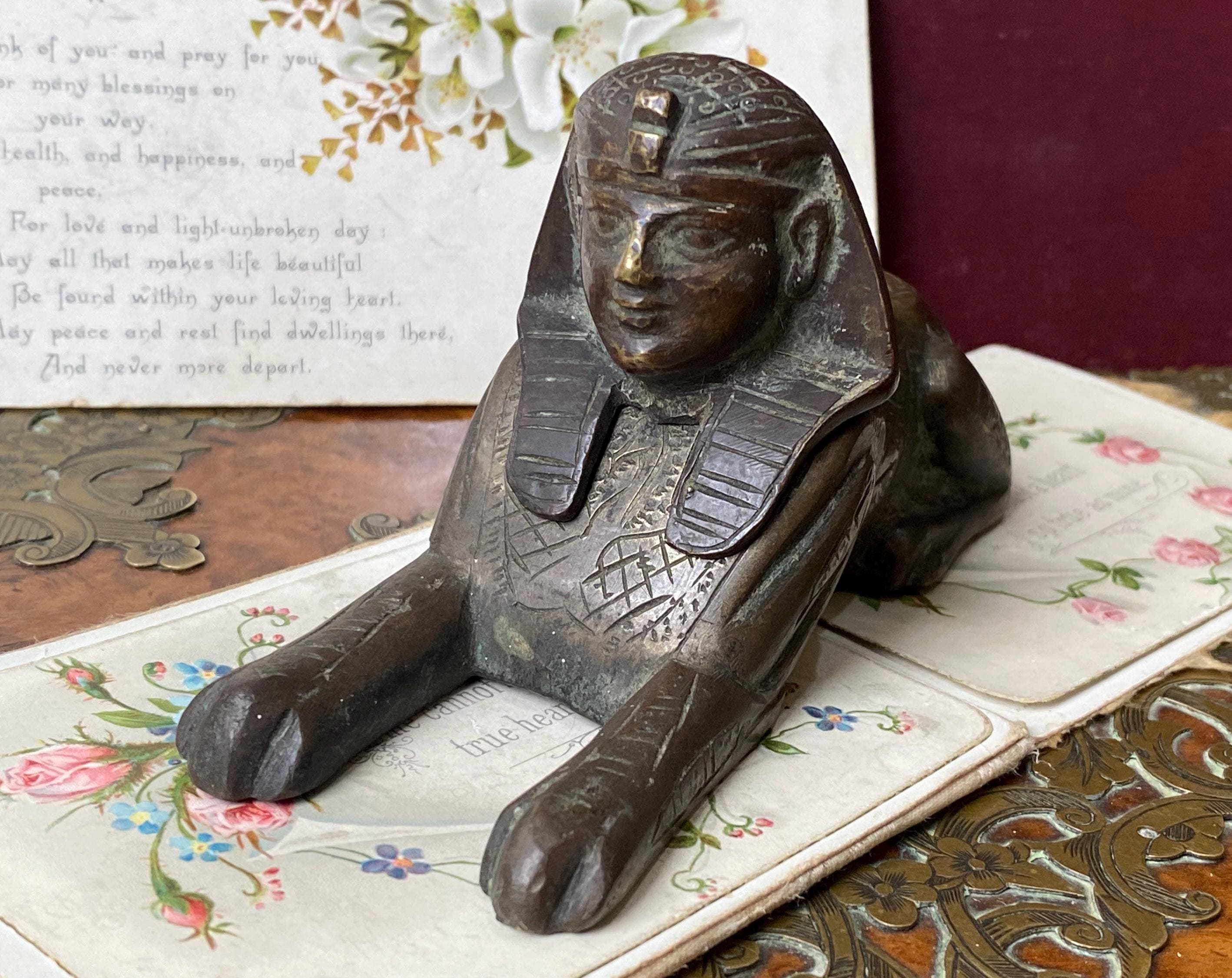 Unusual Antique Art Deco Brass/bronze Egyptian Revival Sphynx