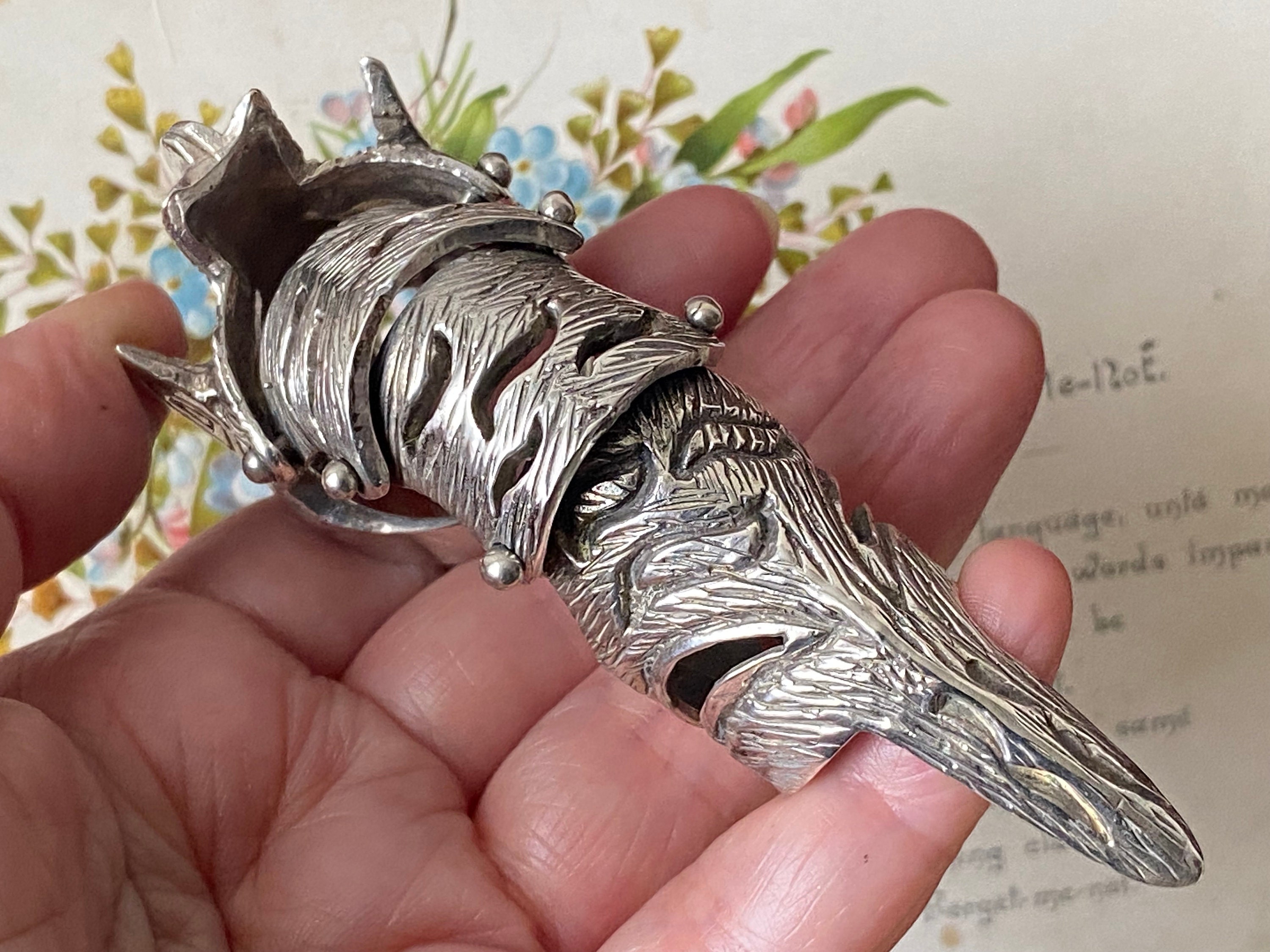 Fabulous Vintage Solid Huge 925 Sterling Silver Gothic Articulated 