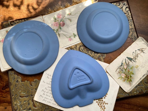 Three Beautiful Wedgwood Blue Jasperware Pottery … - image 2