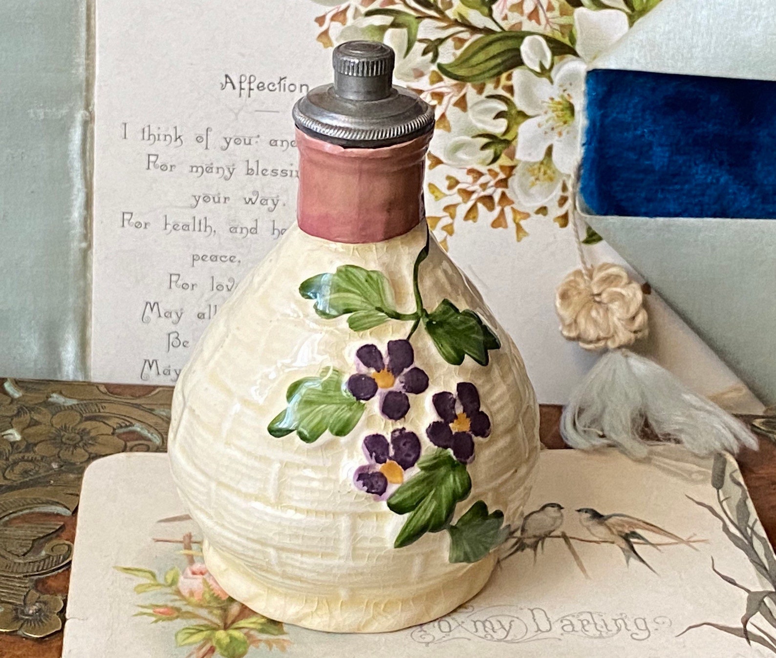 Rare Antique Crown Devon Pottery Devon Violets Ceramic Perfume Etsy