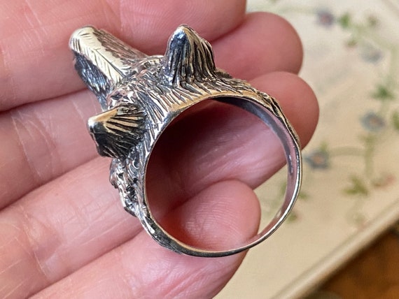 Fabulous vintage Heavy solid Sterling Silver wolf… - image 6