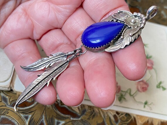 Unusual Vintage Sterling Silver & lapis lazuli Na… - image 4