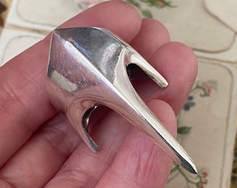 Unusual vintage novelty solid 925 Sterling Silver  brutalist / modernist gothic claw design Ring ( 3d )