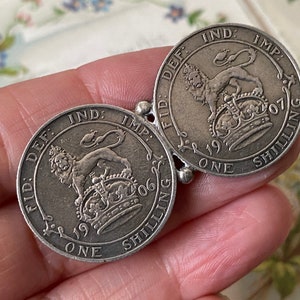Insolito antico re Edoardo V11 argento sterlina scellino d'amore gettone doppia moneta spilla / spilla ( 2 ) immagine 5