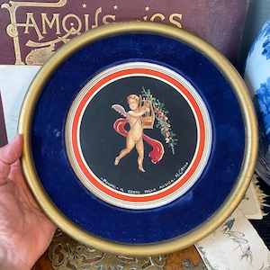 Fantastic Vintage pompei /naples /italy Pompeian Italian Gouache cherub /cupid painting by M Cirillo Cenio Della Musica ( D3 )