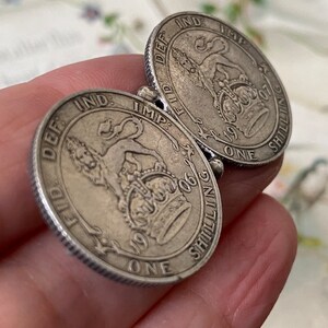 Insolito antico re Edoardo V11 argento sterlina scellino d'amore gettone doppia moneta spilla / spilla ( 2 ) immagine 3