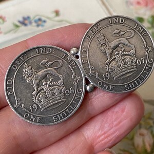Insolito antico re Edoardo V11 argento sterlina scellino d'amore gettone doppia moneta spilla / spilla ( 2 ) immagine 7