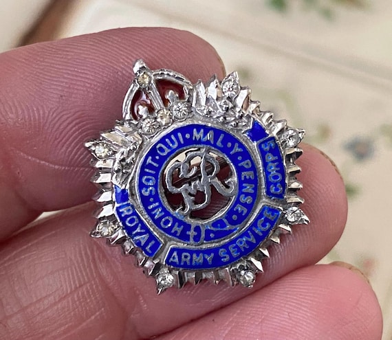 Unusual antique sterling silver and enamel royal army service corps small  sweetheart brooch /pin