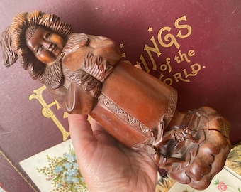 Fabulous unusual antique/vintage heavy solid carved wood Eskimo Inuit child figure sculpture/ornament/carving/C
