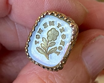 Rare antique Victorian gilt metal flower ‘Forget Me Not’ intaglio fob wax seal / pendant ( 4 )