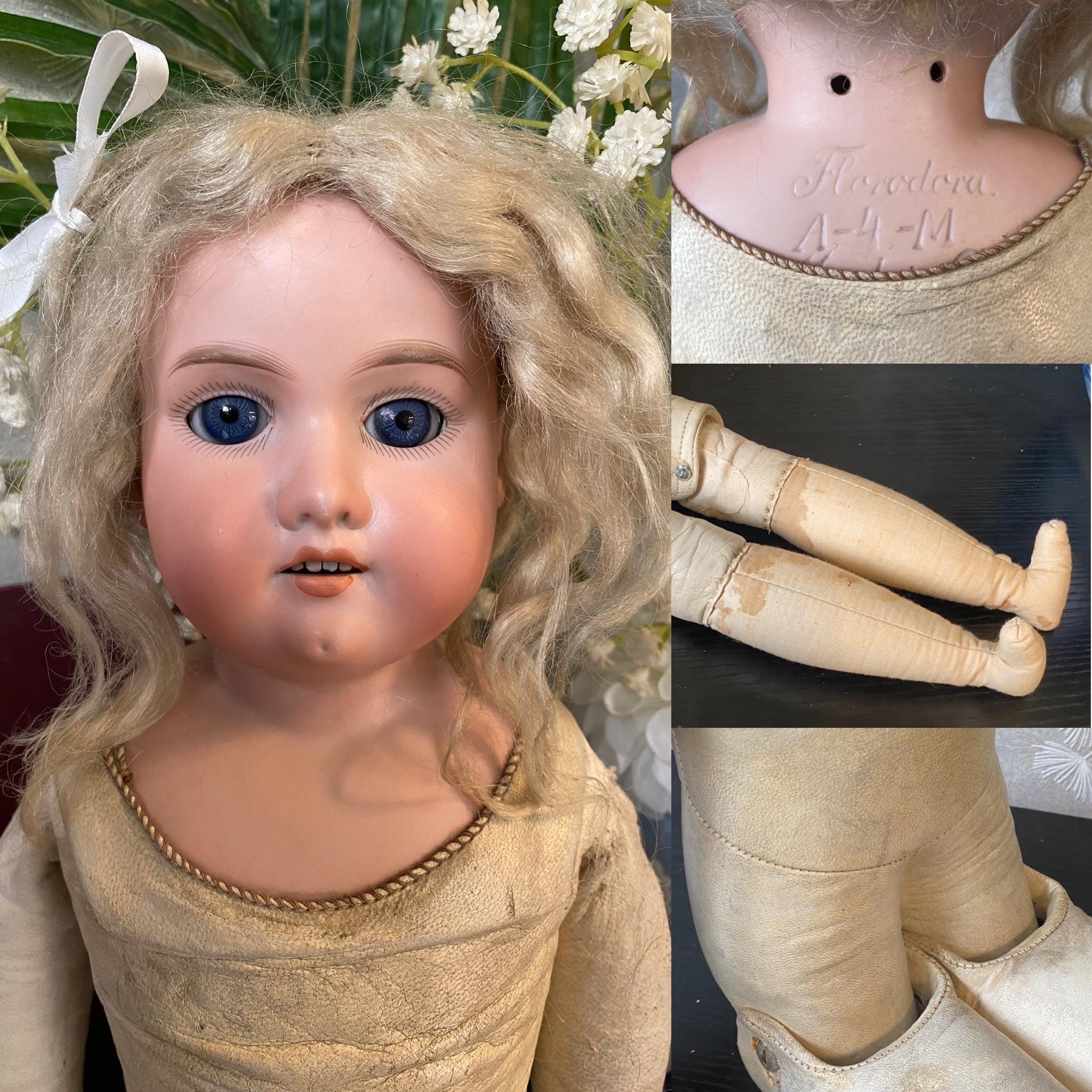 Stunning Large Antique Armand Marseille Kid Leather Bodied German