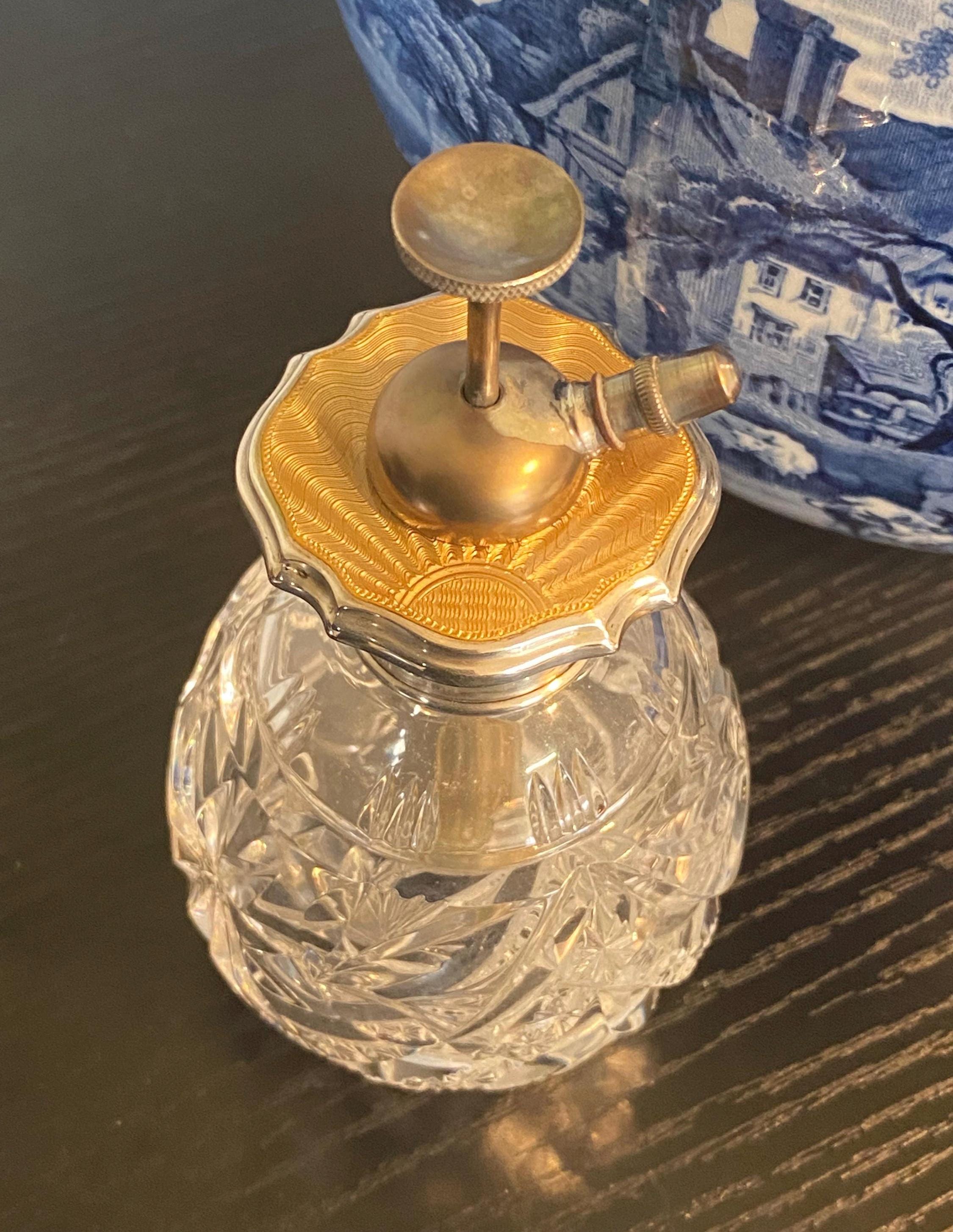 Stunning Antique 'art Deco' Sterling Silver Gold Guilloche Enamel