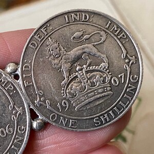Insolito antico re Edoardo V11 argento sterlina scellino d'amore gettone doppia moneta spilla / spilla ( 2 ) immagine 10