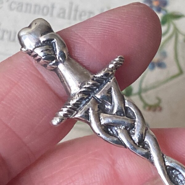 Broche Vintage Celtique Argent - Nœud Des Dieux Nordiques, Style Écossais Pour Kilt - Pièce Artisanale Unisexe