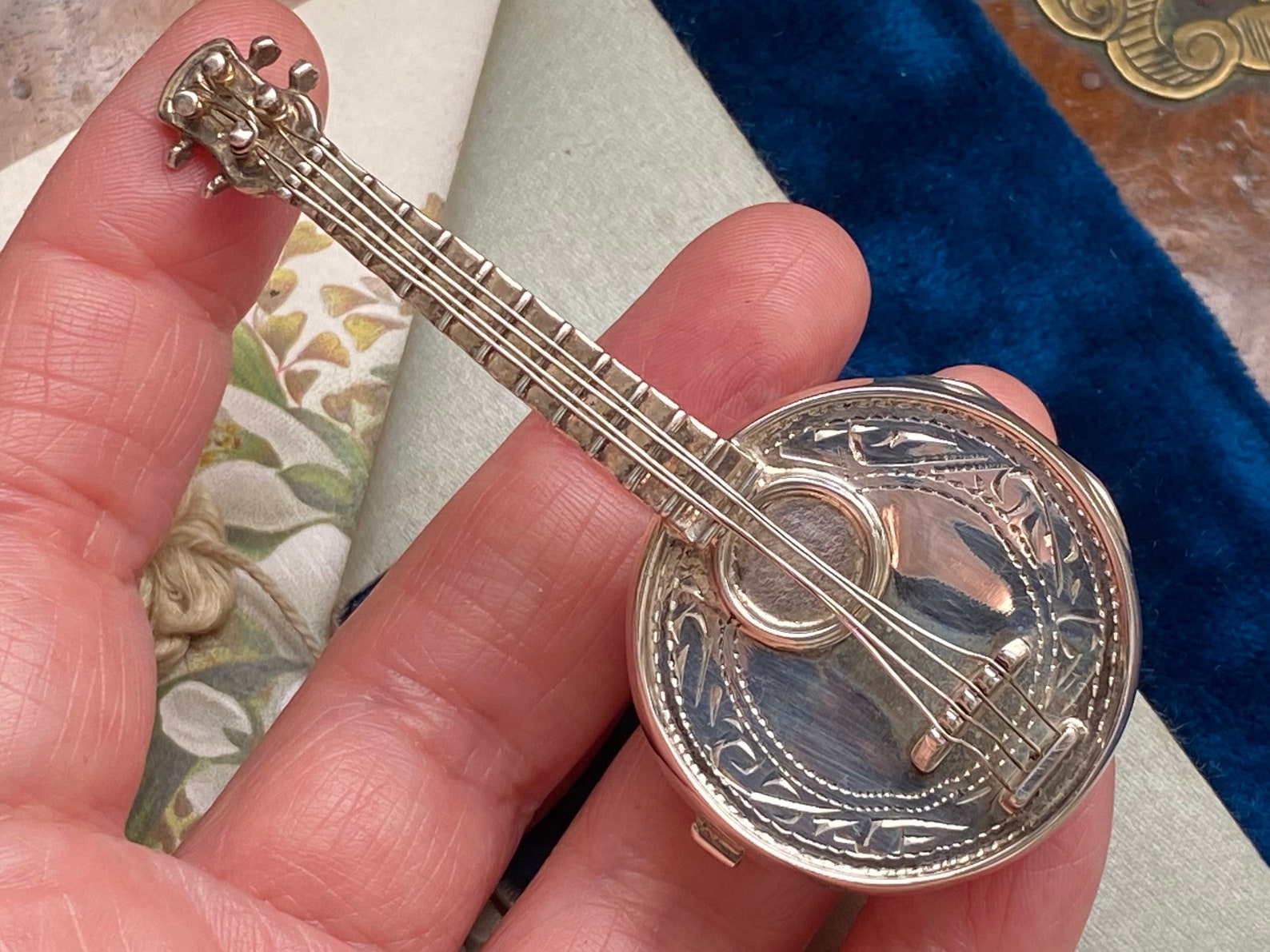 Unusual novelty vintage 925 Sterling Silver Banjo musical Etsy