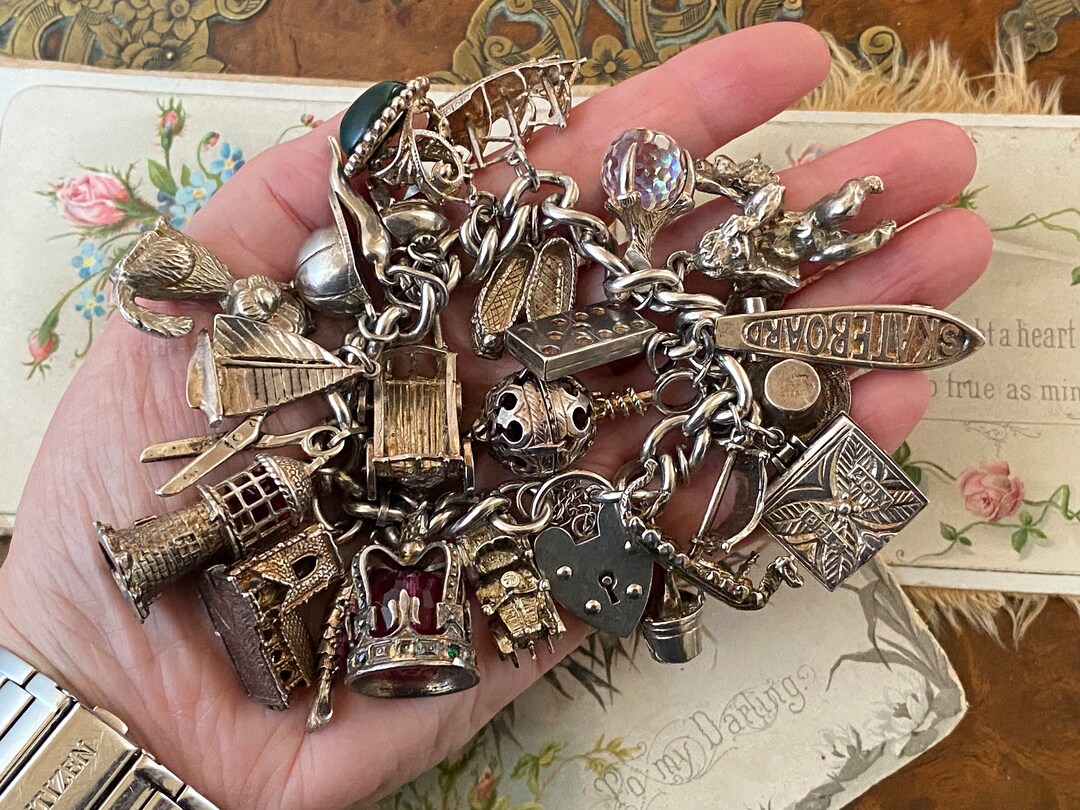 Amazing Vintage Big Heavy Solid Sterling Silver Fully Loaded Charm