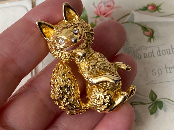 Fabulous Vintage Fun Heavy Solid Gilded Metal Cheeky Fox Animal Brooch Pin 2 Etsy