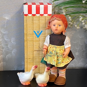 Fantastic unusual vintage Hummel /Goebel rubber & plastic ‘goose girl’ collectors doll ( J )