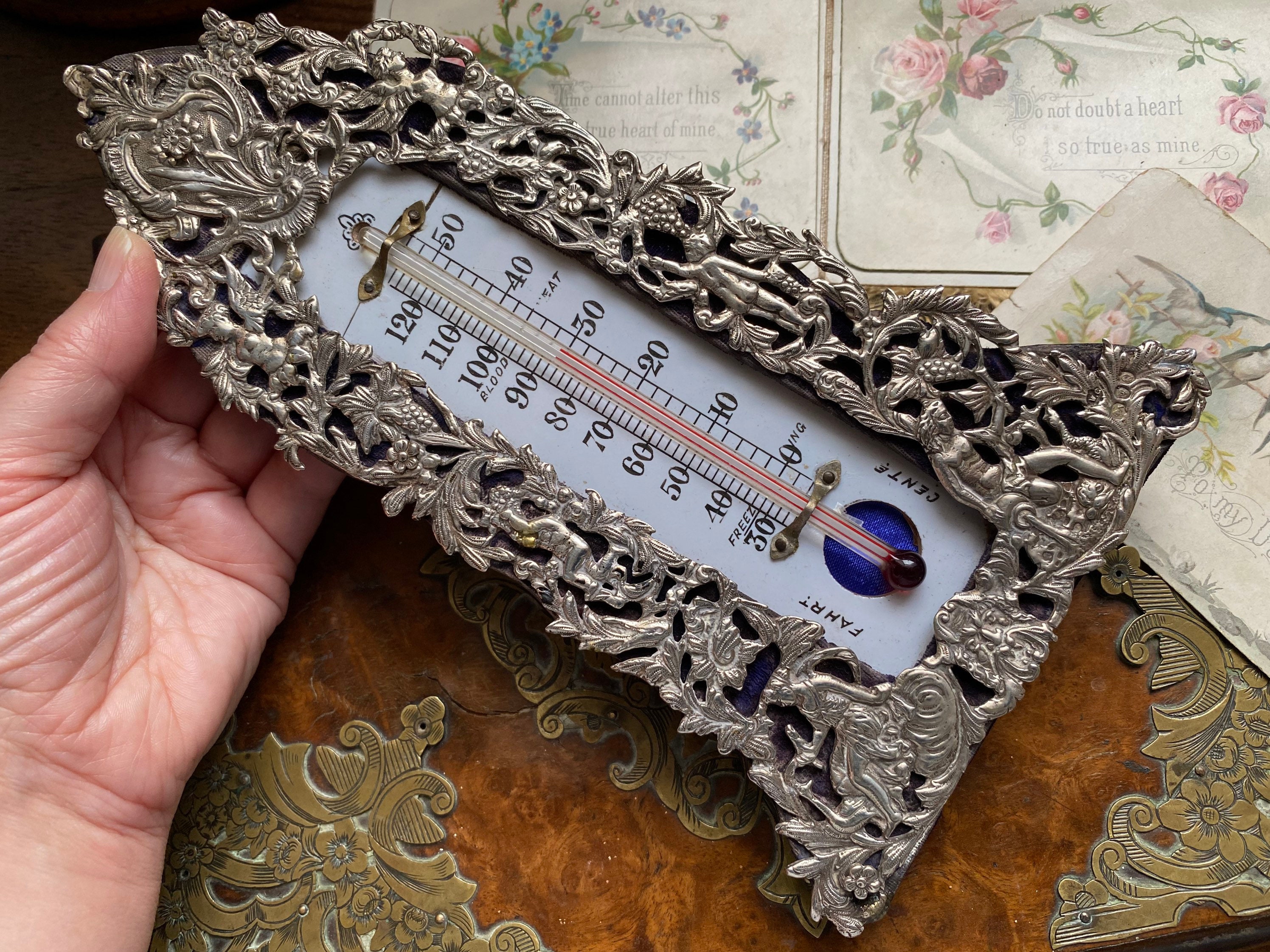 Vintage Desk Thermometer Celsius Pen Stand Ballpoint With 
