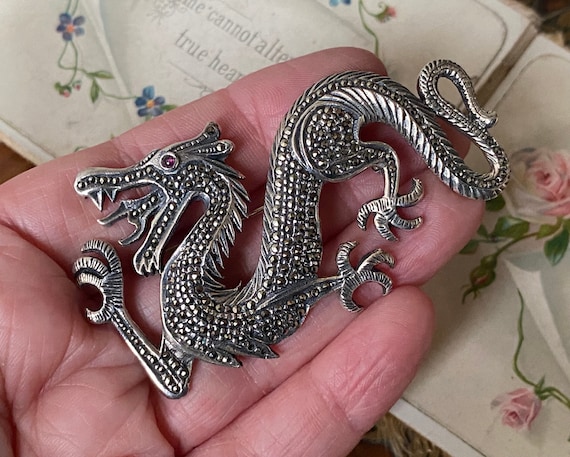 Fabulous Unusual Large Vintage Sterling Silver & Marcasite Fabulous Unusual Large Vintage Sterling Silver & Marcasite