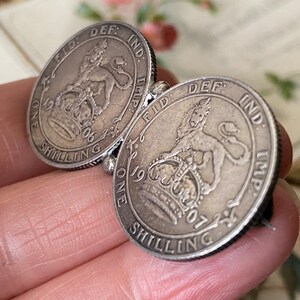 Insolito antico re Edoardo V11 argento sterlina scellino d'amore gettone doppia moneta spilla / spilla ( 2 ) immagine 4