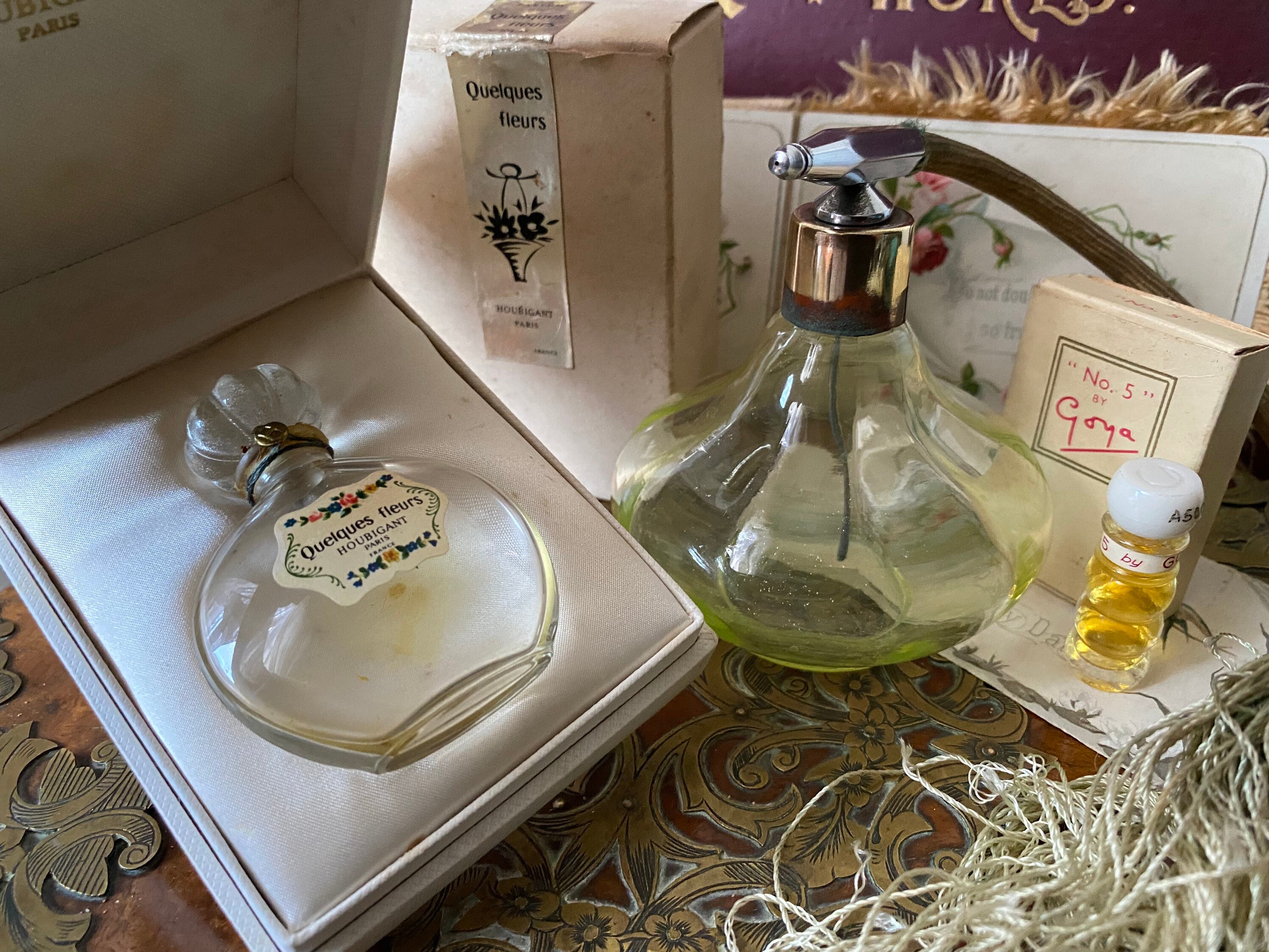 Antique Lot of French Empty Glass Eau De Cologne Perfume /scent