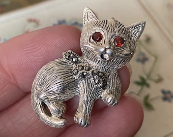 Fabulous Unusual Vintage 925 Sterling Silver Cat Kitten Brooch Pin 2 Etsy