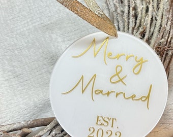 Merry & Married Christmas Ornament | Wedding Ornament | Newlywed Gift Ornament | Wedding Gift