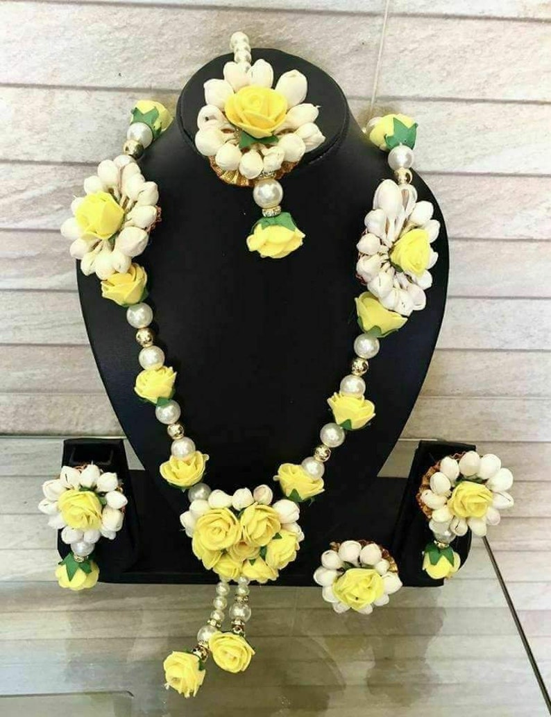 Handmade Yellow floral jewellery set