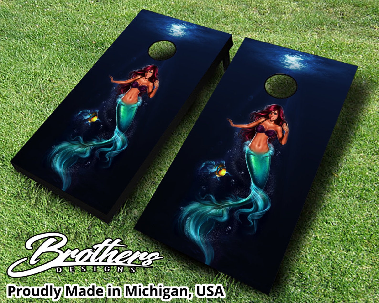 Custom Cornhole Vinyl Wrap Underwater Mermaid Prints Set Etsy