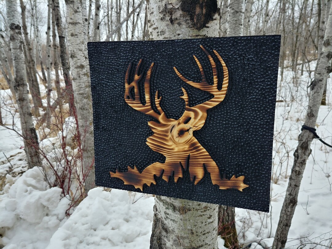 Freehand Router Carved Wood Sign Black Buck - Etsy