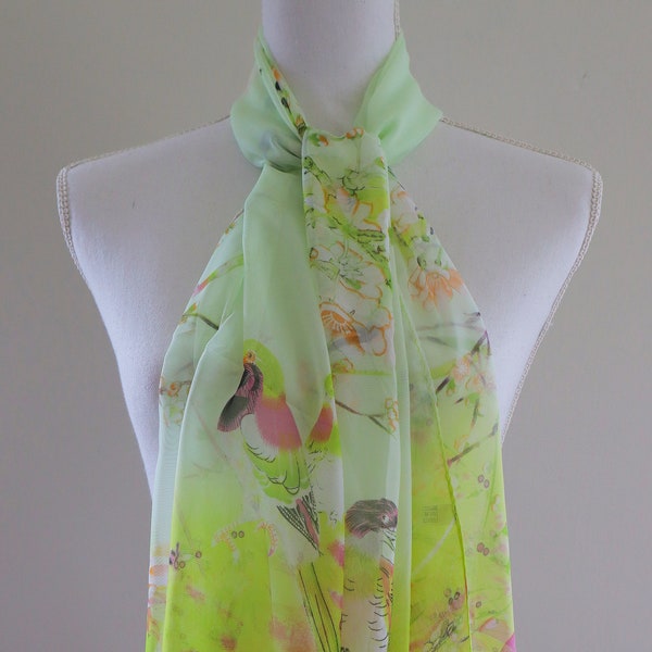 Animal Print Floral Tassel Scarf, Headband, Parrot Print, Summer/Spring Scarf, Fall/Winter Scarf, Fashion Scarf, Floral Scarf, Lightweight