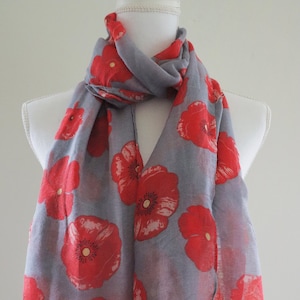 Grauer Blumen Quaste Schal, Sommer Schal, Frühling Schal, Herbst Schal, Winter Schal, Mode Schal, Blumen Schal, leichter Schal, Hijab