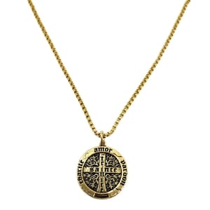 French Cross Coin Necklace, Silver, Gold Christian Pendant, 20&quot;- 24&quot; Stainless Steel Chain, Religious Jewelry - Made USA! Unisex Cross Chain
