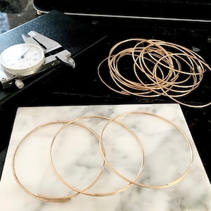 Jewelry Making Craft Wire, 14-15 Gauge Brass 9&quot; Wire Bracelet Hoop - 30 Count Raw Brass Wire Findings Hoops (68mm x 1.5mm) Firm - Bendable