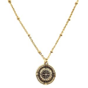 Compass Coin Pendant Necklace, Compass Necklace, College Graduation Necklace Daughter | Journey Necklace, Compass Jewelry | Travel Necklace