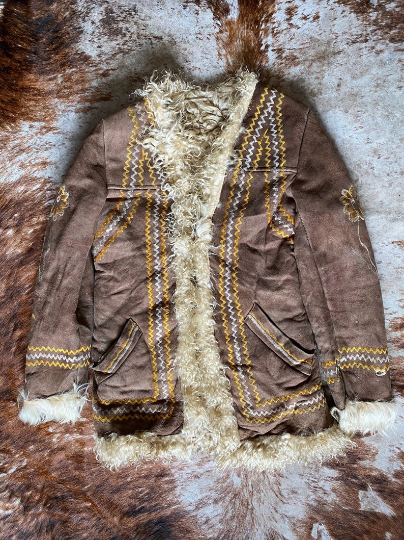 Vintage 70s Afghan Coat / Hippie Coat / 70s Style Suede Coat / | Etsy
