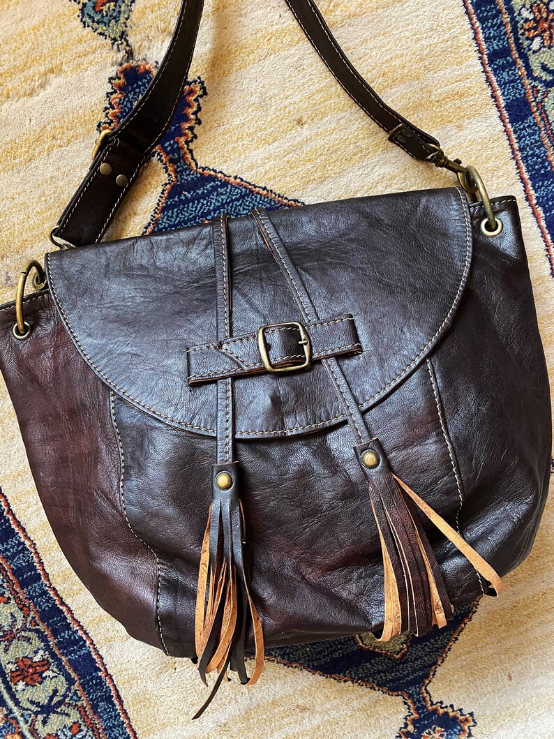 Brown Leather Purse / Boho Leather Crossbody / Western Handbag Etsy