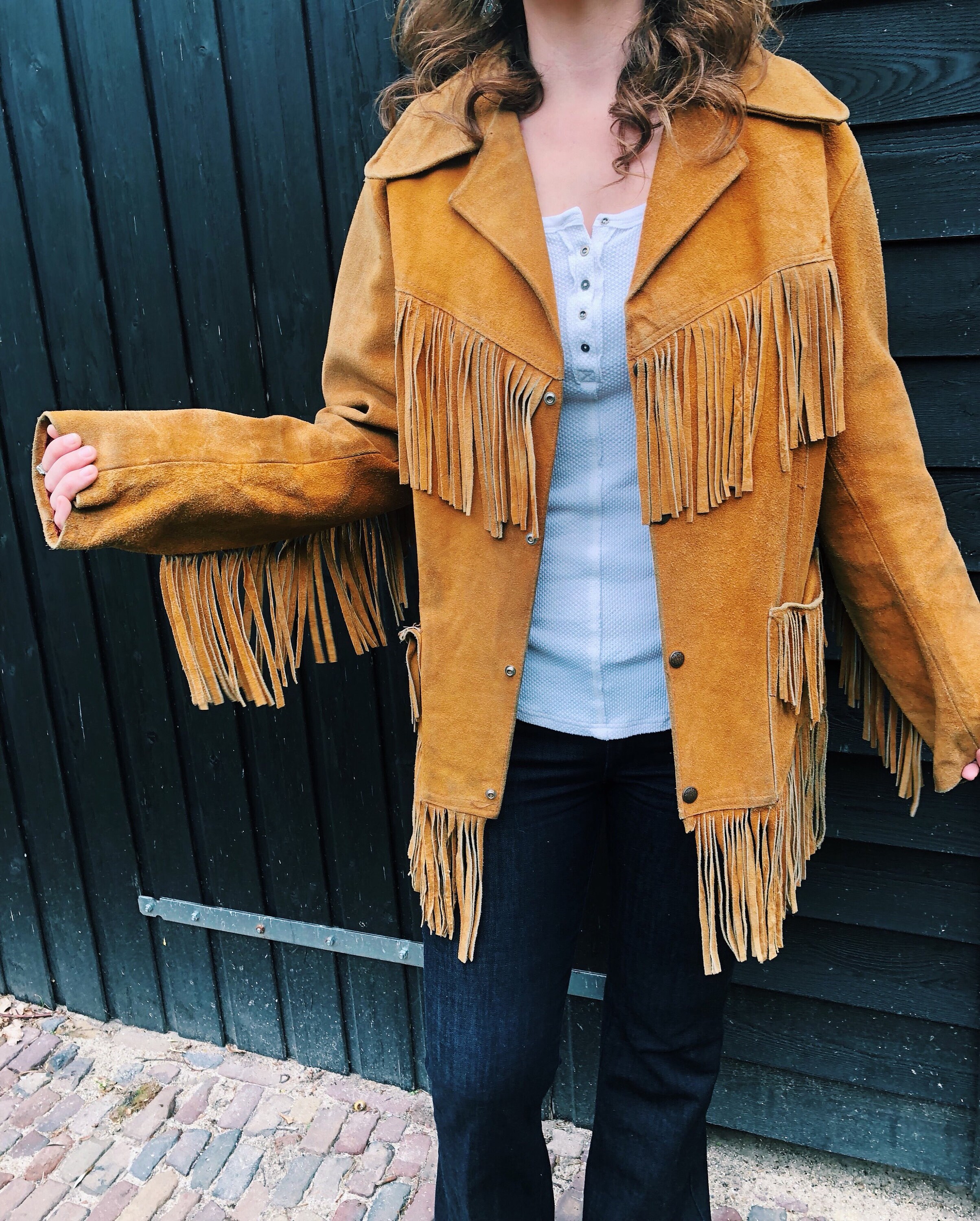 vintage suede fringe jacket