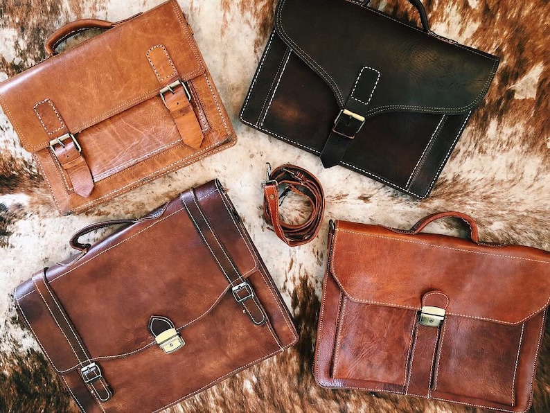 Brown Leather Briefcase Leather Laptop Bag Leather Crossbody Work Bag Men/'s Leather Shoulder Bag Gift for Her Him Distressed Leather