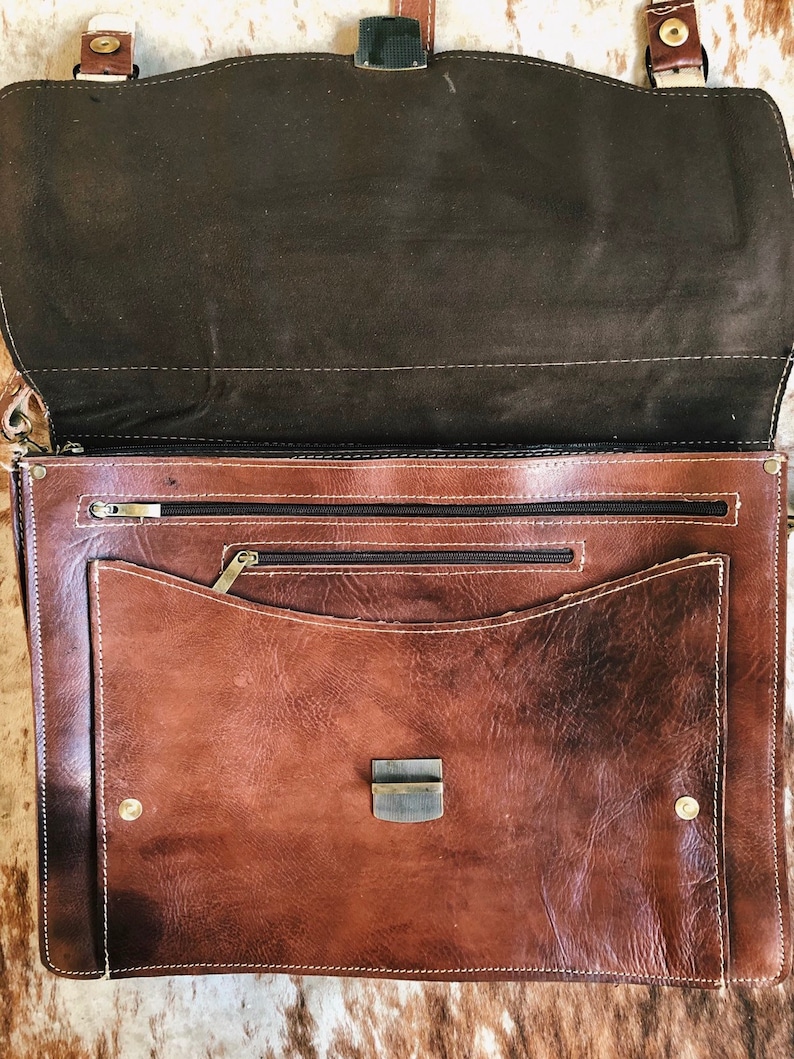 Brown Leather Briefcase Leather Laptop Bag Leather Crossbody Work Bag Men/'s Leather Shoulder Bag Gift for Her Him Distressed Leather